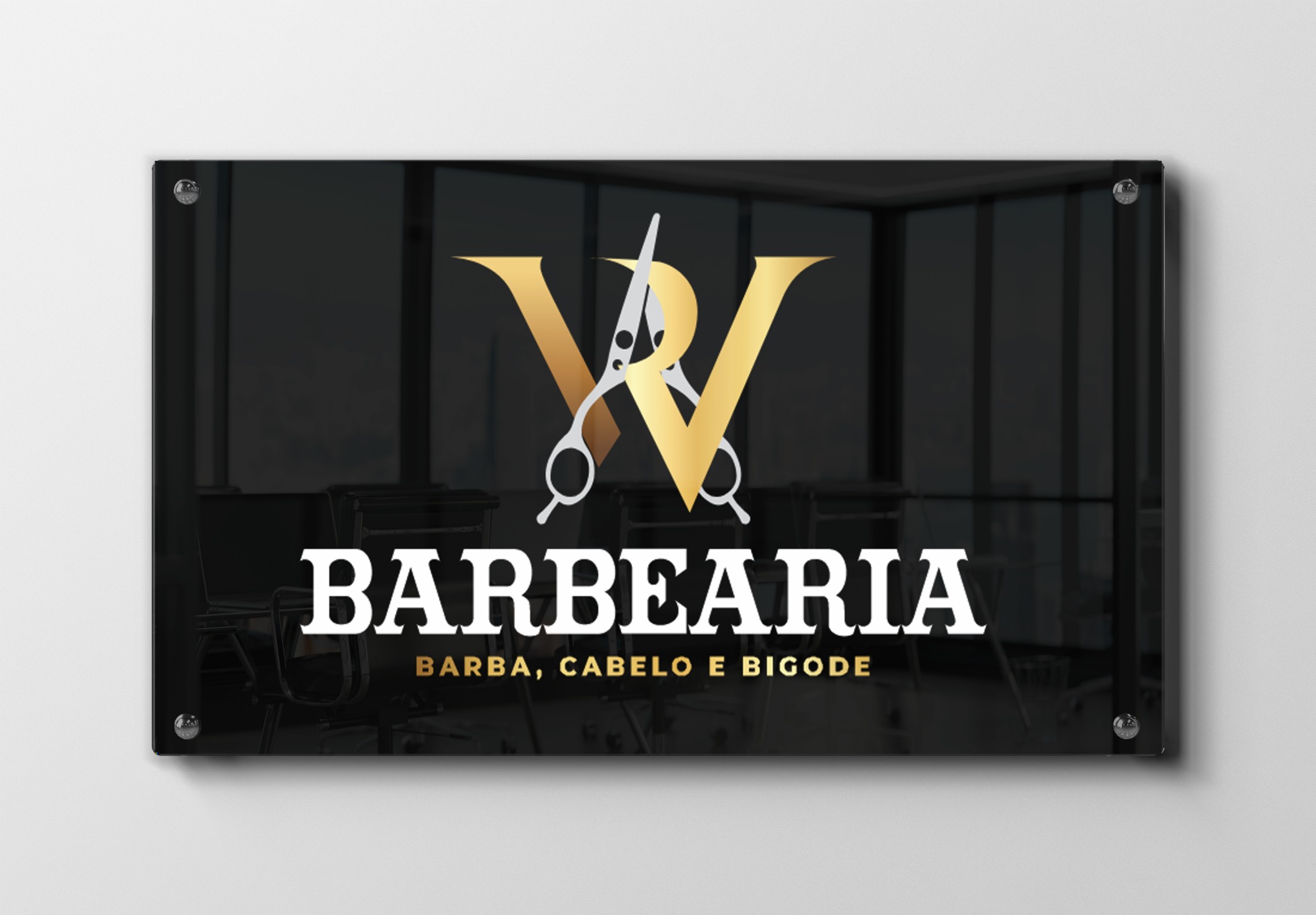 Placa de vidro para barbearia